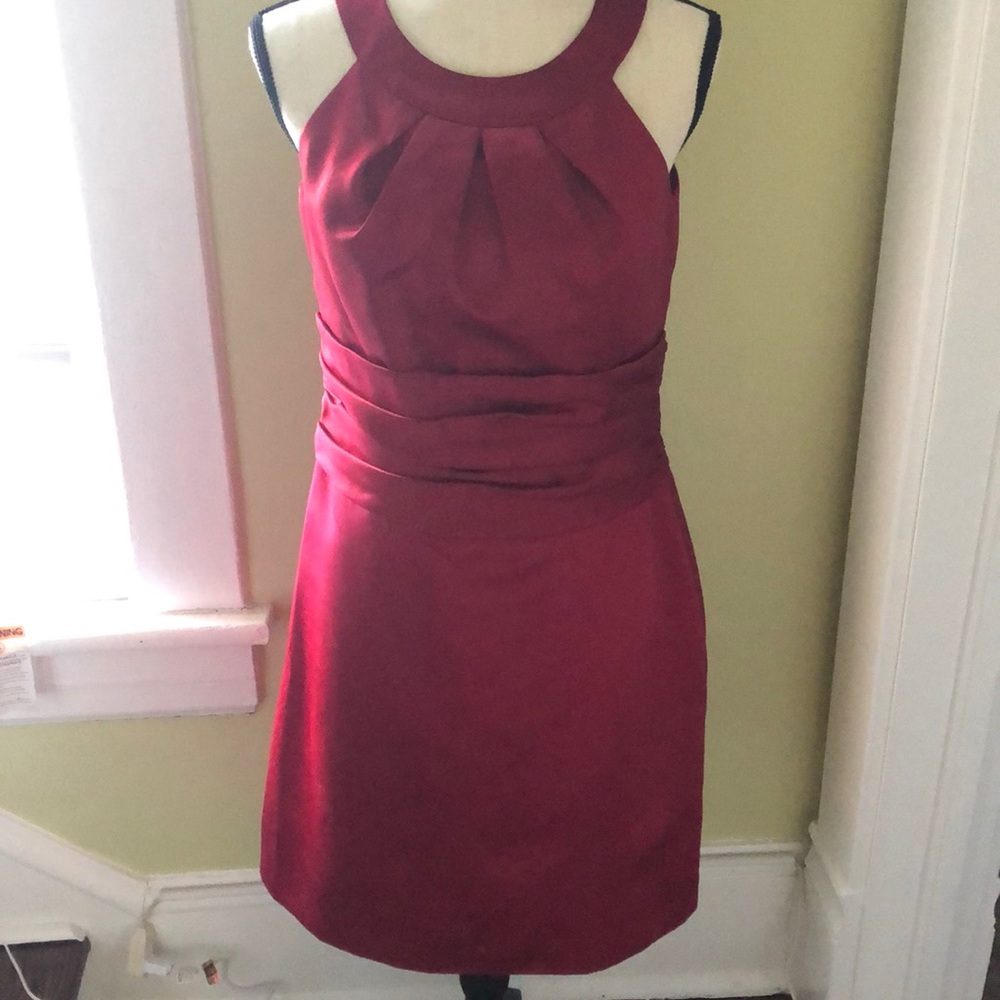 Claret red satin dress